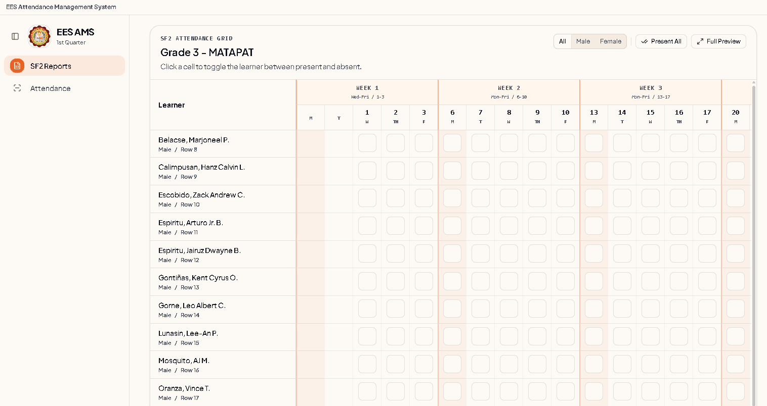 DepEd School Form 2 Automation & Attendance system desktop application interface